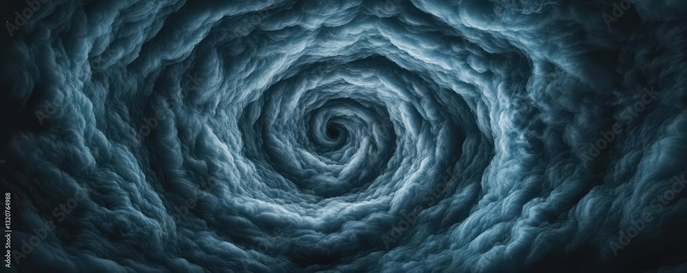 Poster Dark sky idea. A mesmerizing swirling vortex of dark clouds forming a captivating natural pattern.