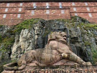 Fototapeta premium Le Lion de Bartholdi devant la citadelle de Belfort