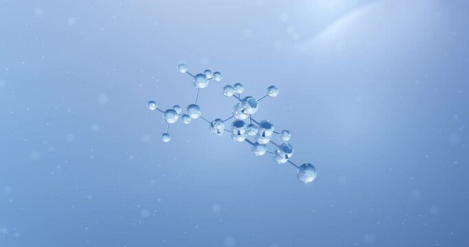 Atrazine rotating molecular structure, 3d model of herbicide
