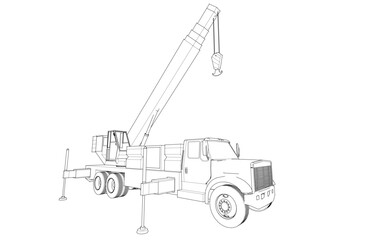 crane on wheels 3d illustration