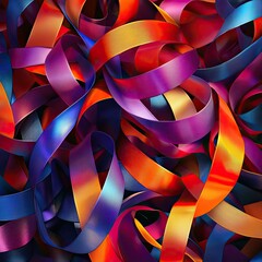  Interwoven ribbon art in bold monochrome contrast, geometric ambiguity resembling cryptic symbols for modern packaging or editorial covers.