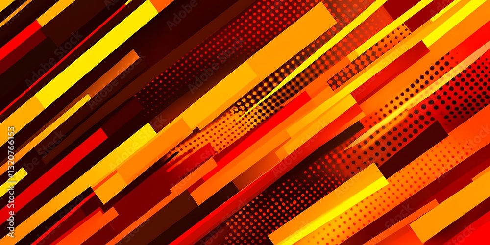 Poster dynamic warm colors abstract background with geometric and dot patterns