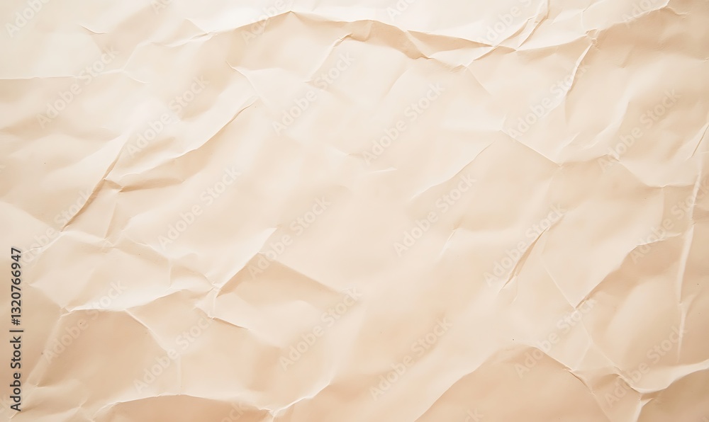 Poster textured crumpled paper in soft beige tones, creating an organic and warm appearance.