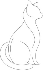 Cat Hand drawn single line art coloring page for kids vector outline illustration

