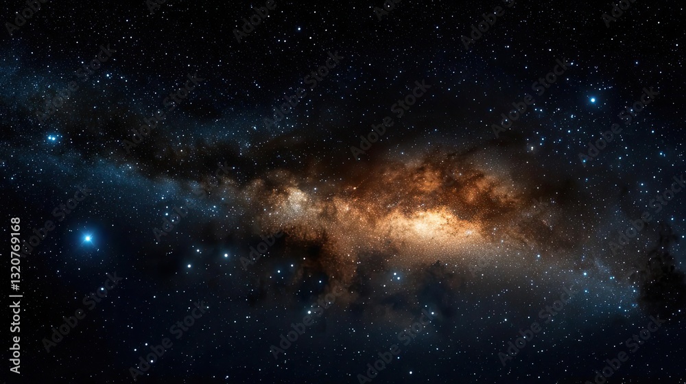 Poster dark sky idea. stunning view of galaxies and stars in the vastness of the universe.
