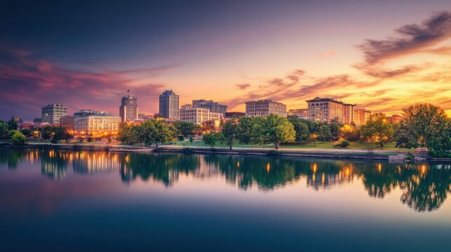 Fototapeta Aerial View of Urban Architecture in Downtown Montgomery, Alabama, USA