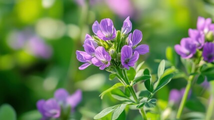 Obraz premium Alfalfa Flower Isolated: Purple Herb Plant Close-up in White Background