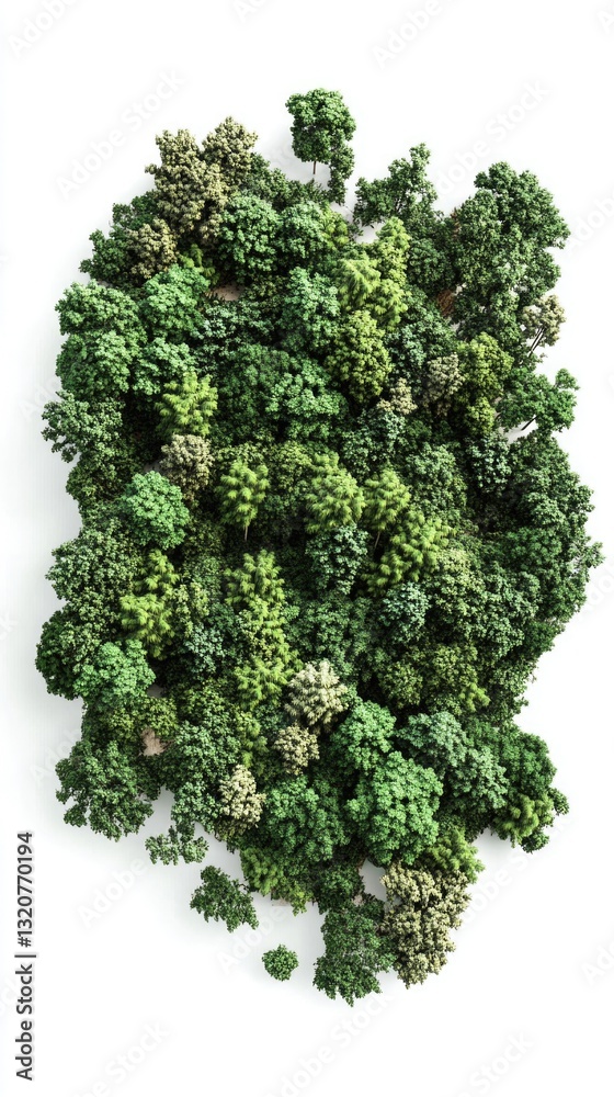 Poster a group of lush green trees on a clean white background