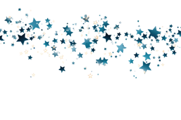 colorful blue confetties on transparent background