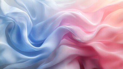 Elegant Silk Fabric Flowing with Gradient of Blue and Pink Color