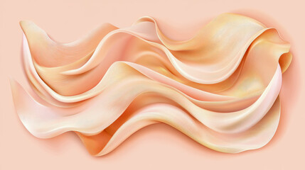 Obraz premium Abstract Silk Waves in Peach Hues, Artistic Fabric Form, Elegant Curve Presentation