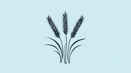 Simple wheat ears graphic illustration against light blue background