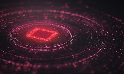 Abstract digital art featuring glowing red and black concentric circles.