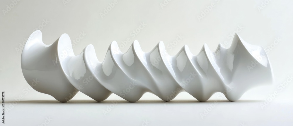 Poster group of white vases arranged on a table, perfect for decoration or display