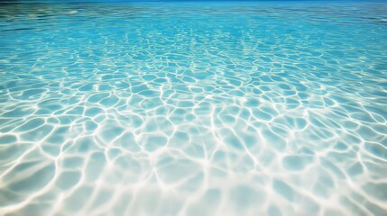 Fototapeta premium Crystal Clear Water, Sun Rays Penetrating The Sea, Underwater Shot, Vibrant Blue, Shimmering Light