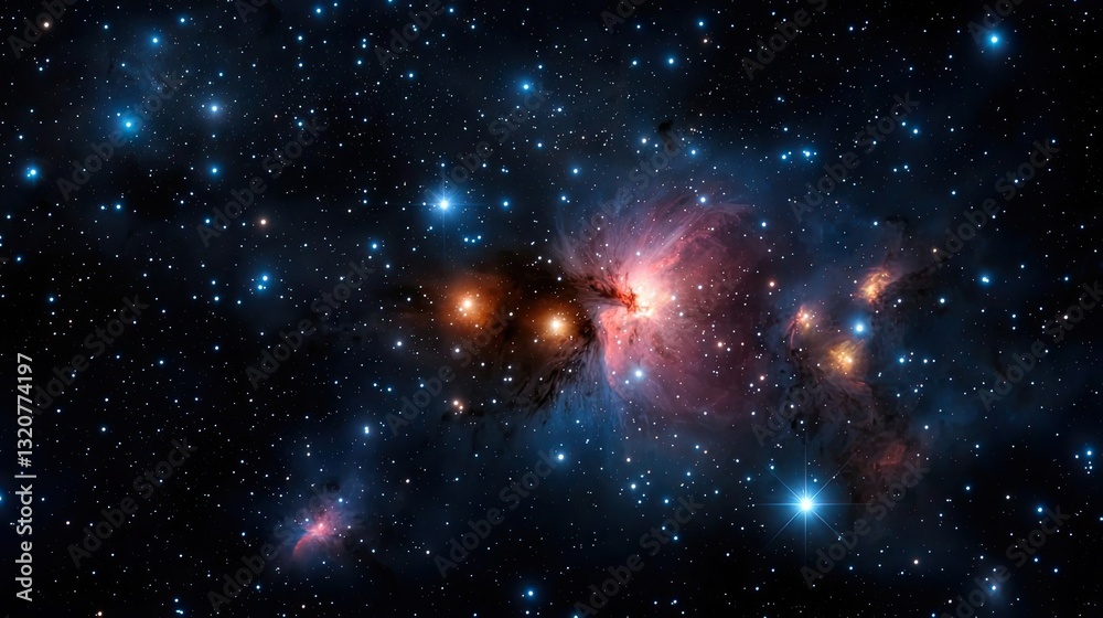 Aufkleber dark sky concept. a stunning view of a colorful cosmic nebula in the vast universe filled with stars