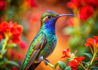 Fototapeta premium Broad-billed Hummingbird Portrait: Vibrant Garden Jewels of Mexico