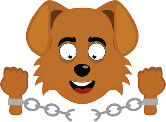 vector illustration emoji character face dog cartoon, breaking chains in freedom and enmancipation