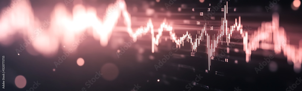 Poster Abstract sound wave visualization with glowing effects and soft colors.