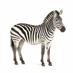 Obraz premium Striking Zebra Standing Proudly on White Background Displaying Nature's Art