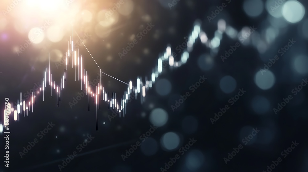 Poster Abstract representation of a financial chart with glowing elements and blurred background.