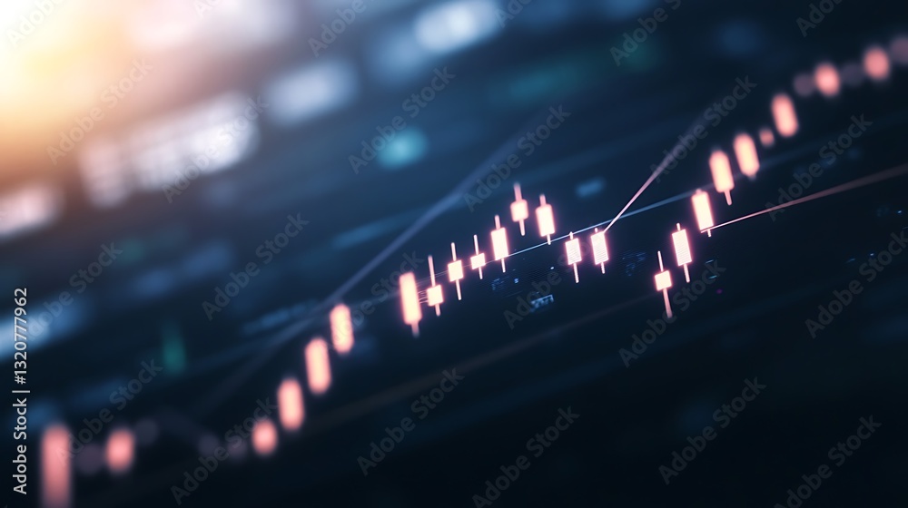 Aufkleber stock market candlestick chart with digital data visualization.