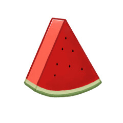 Cute Pastel Watermelon Slice Watercolor Flat Vector Illustration