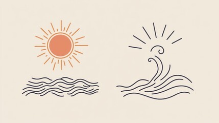Minimalist Sun and Wave Graphic Design