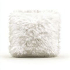 Fluffy white pillow with a soft texture, isolated on clear white background