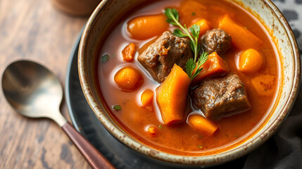 A bowl of carrot stewed with beef trotter bone soup