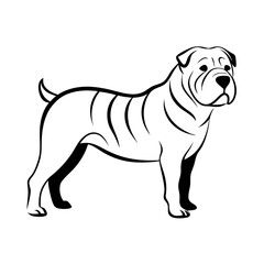 Obraz premium Outline of Shar Pei Dog Standing Proudly in Simple Design