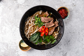 Thai pho bo soup with beef