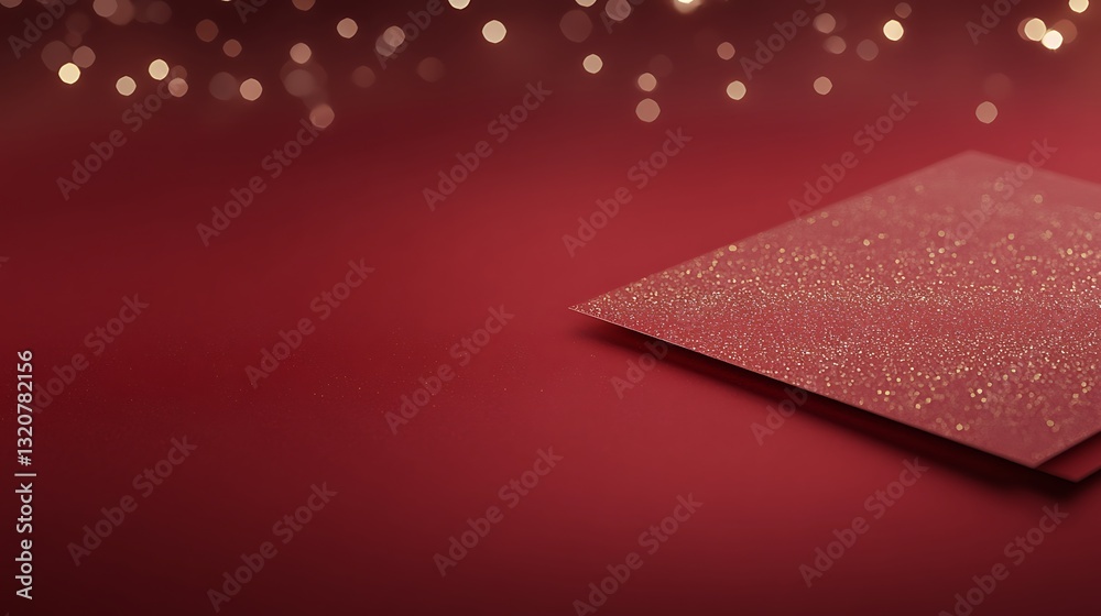 Poster Sparkling red envelope on a festive background with bokeh lights.