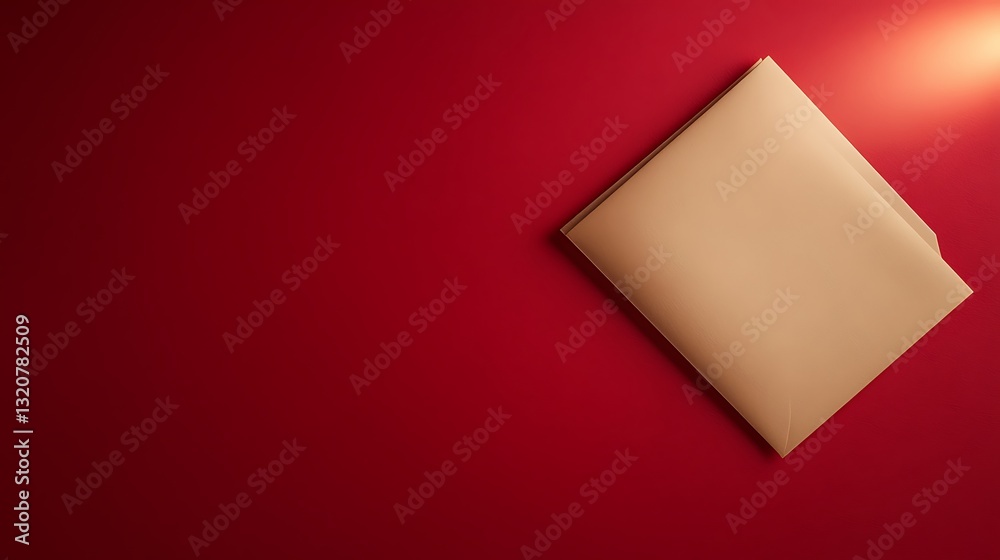 Aufkleber a simple white paper on a vibrant red background, creating a striking contrast.