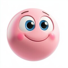 Fototapeta premium Happy face with tiny round eyes and a soft grin, isolated on clear white background