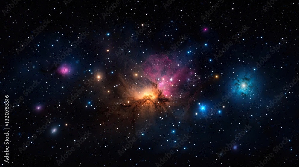 Poster dark sky concept. a stunning cosmic nebula filled with colorful stars and deep space phenomena.