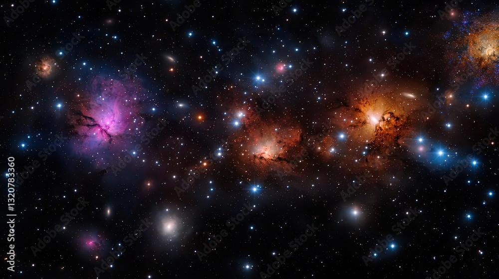 Poster dark sky concept. a stunning view of the cosmos showcasing vibrant colors and distant celestial obje