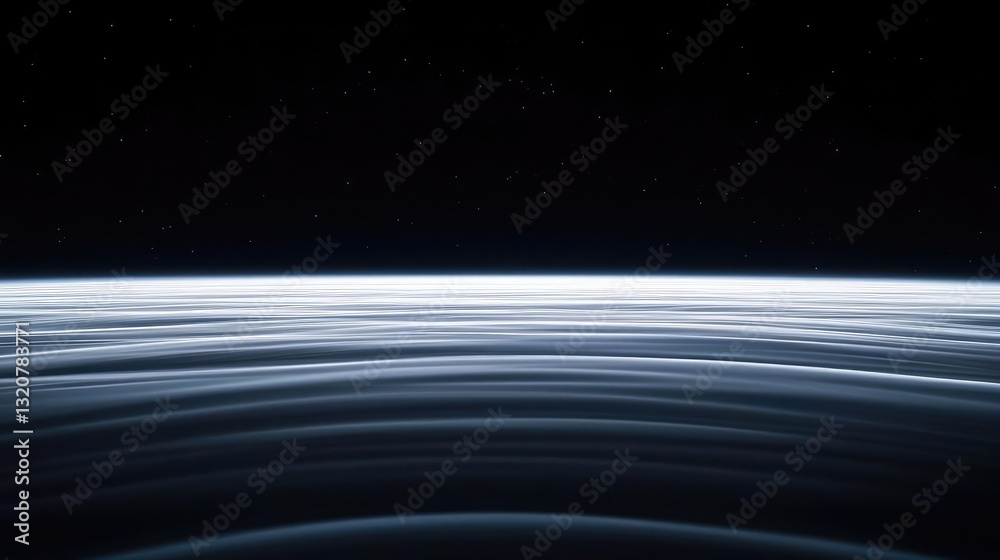 Poster dark sky idea. dramatic view of waves and light in a dark atmosphere, symbolizing depth and calmness