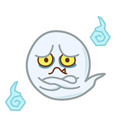 腕組みした怖い目つきのおばけのイラスト