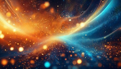 Fototapeta premium vibrant abstract background with shimmering particles in orange and blue hues creating a dreamy atmosphere for artistic design and creative projects concept