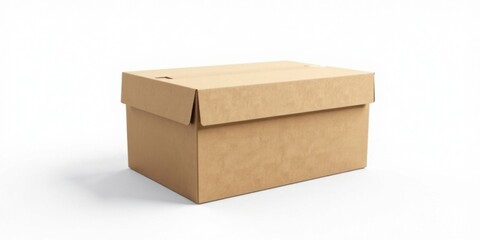 A sturdy, rectangular cardboard box, ideal for storage or shipping, sits on a plain white background, showcasing its simple yet functional design.
