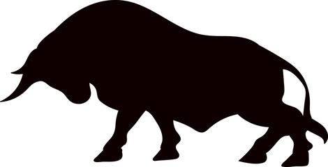 bull, buffalo silhouette, vector on white background