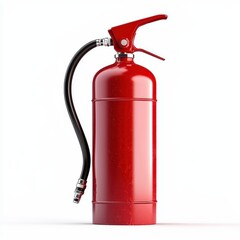 Fototapeta premium Bright red fire extinguisher, isolated on clear white background