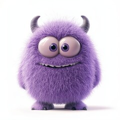 Fototapeta premium Softest Purple Monster Plush with Gentle Eyes and a Squishable Belly, isolated on clear white background