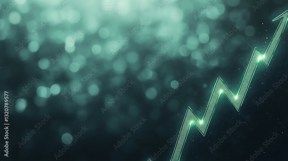 Aufkleber abstract image of a rising graph line over a blurred, greenish background.