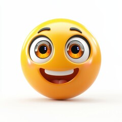 Fototapeta premium Cute smiling face with round eyes and a joyful expression, isolated on clear white background