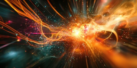 Obraz premium Dynamic Digital Illustration of Electricity Flowing Through Vibrant Circuitry and Energy Waves