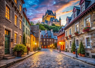 Fototapeta premium Charming Cobblestone Streets & Historic Architecture, Quebec City, Canada