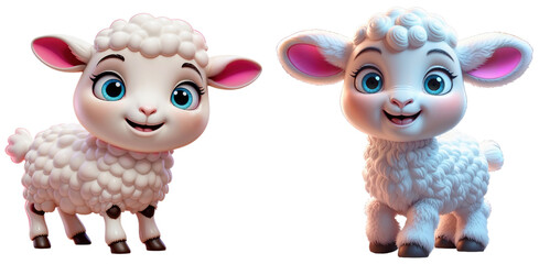 Obraz premium Cute Cartoon Lamb Sticker Set