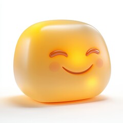 Fototapeta premium Glowing happy face with soft curved eyes and a peaceful expression, isolated on clear white background